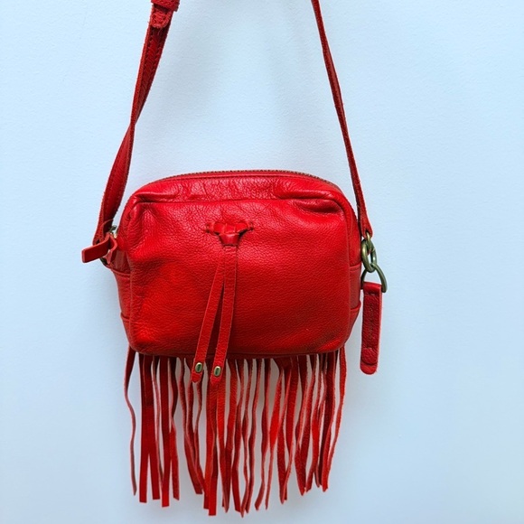 Lucky Brand Handbags - Lucky Brand Kyle Fringed Red Crossbody